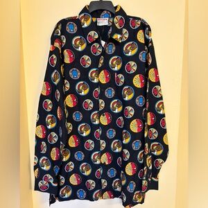FUBU Black Shirt with Colorful Graphic Circles